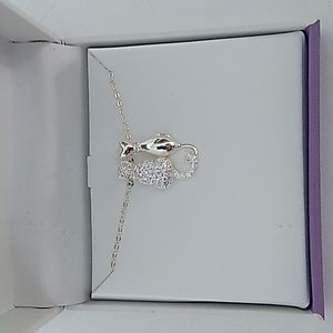 Crystal Cats Kitty Tails Love Silver Plated Necklace